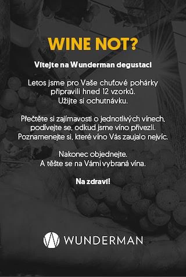 Wine not? welcome screen of the Wunderman wine tasting web app